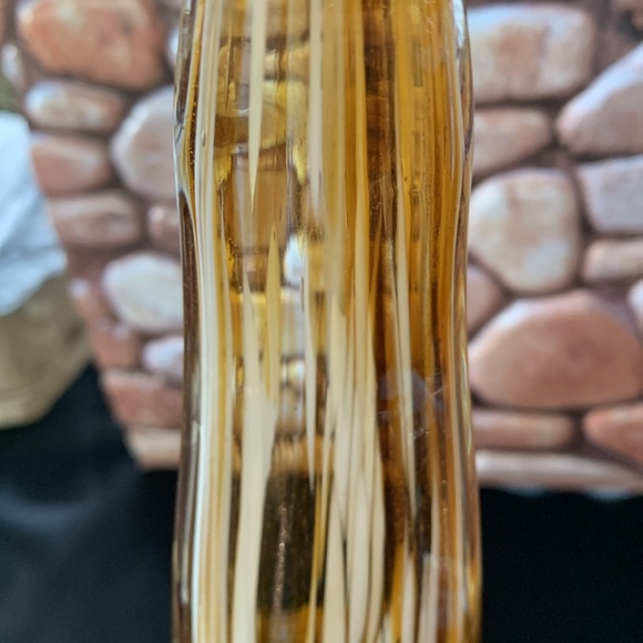 Vintage HQT Murano Style Swirl  (12") Amber Gold Glass Ribbon Sculpture - Picture 9 of 12